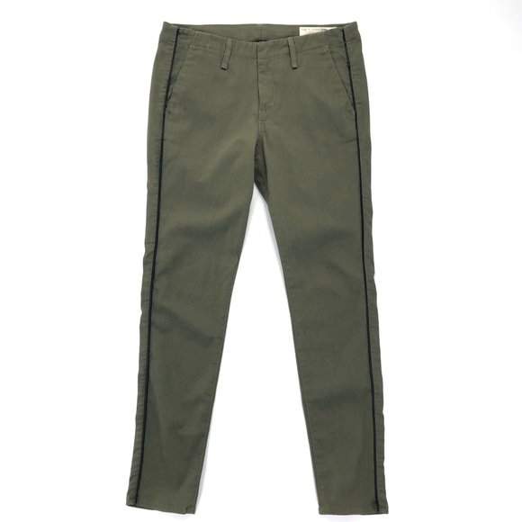 rag & bone Pants - Rag & Bone Ollie Pants Army Green Leather Piping